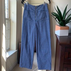 NWT ASOS blue plaid trousers pants with front zipper (US size 6)✨ - FINAL PRICE